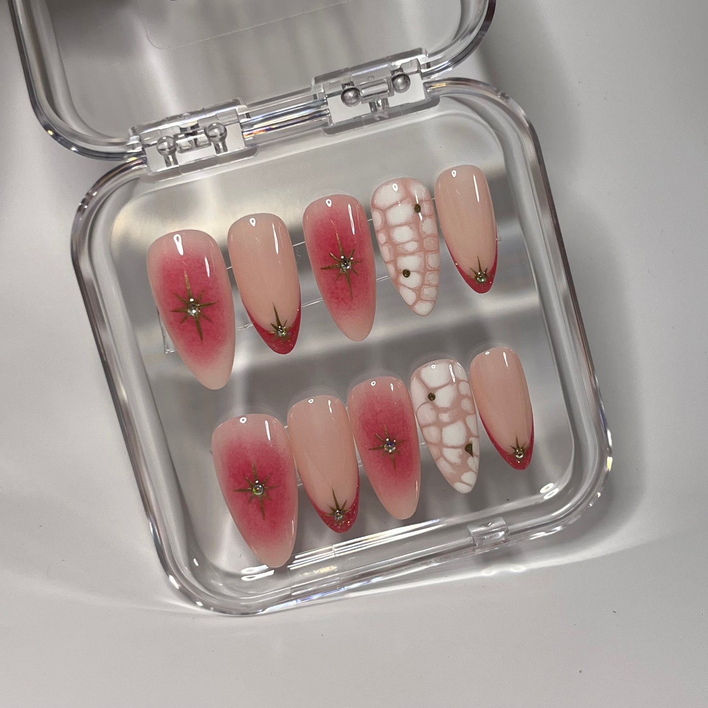 Pink potion press on nails