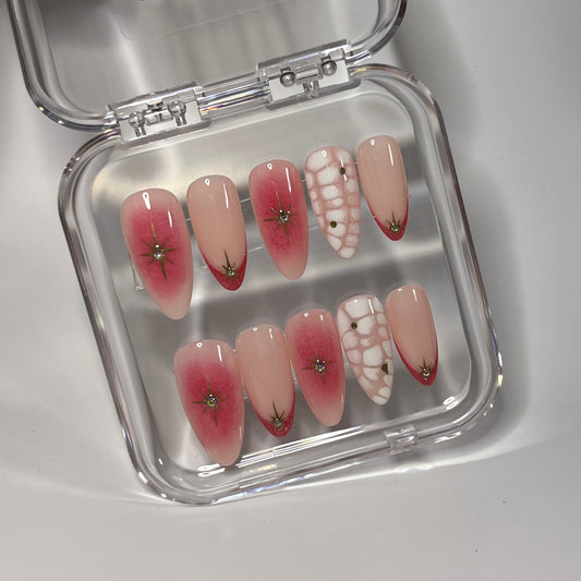 Pink potion press on nails