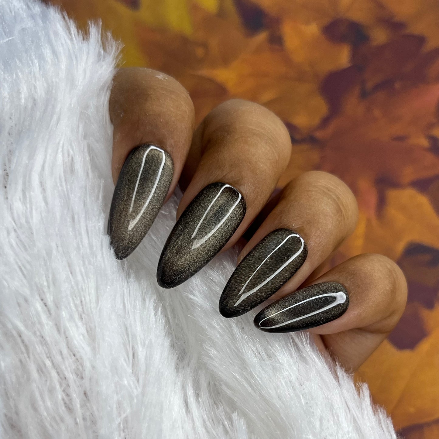 Black autumn press on nails