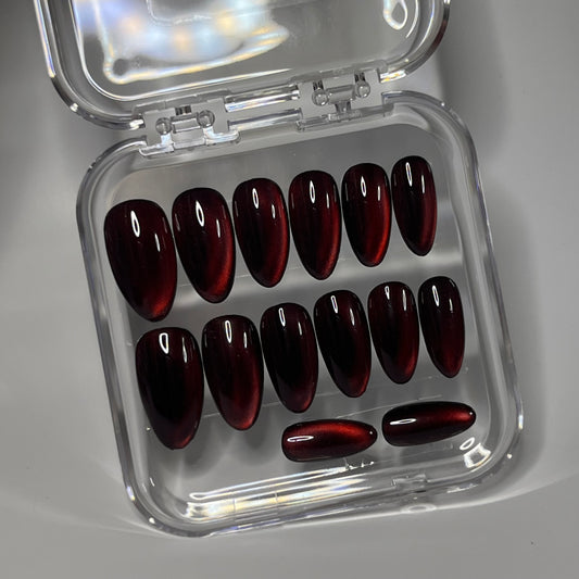 Red glaze press on nails