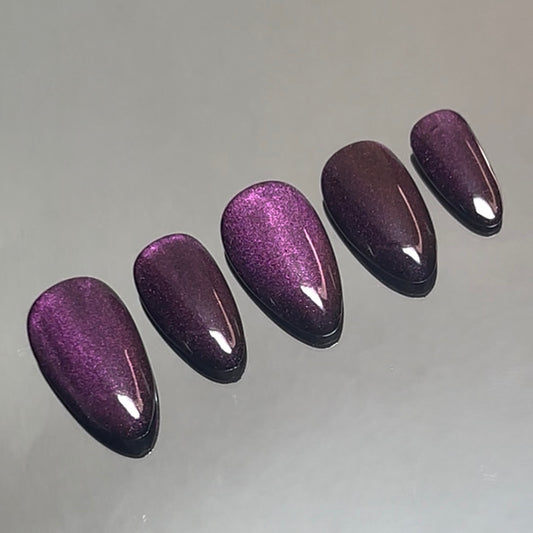 Berry stardust press on nails