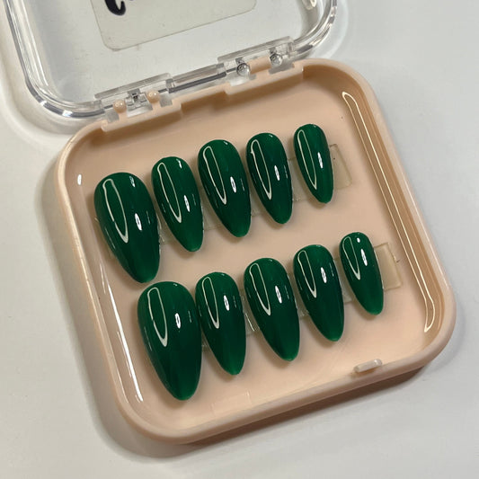 Grass green press on nails