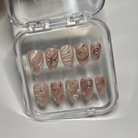 Star gold press on nails