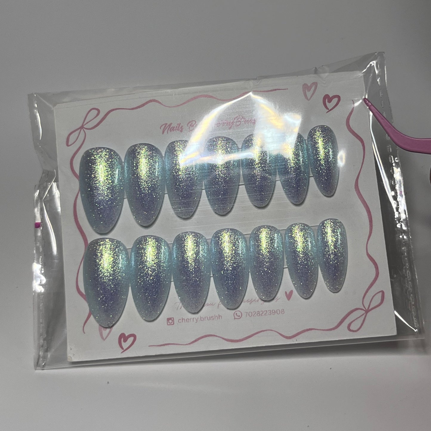 Glitter glaze press on nails