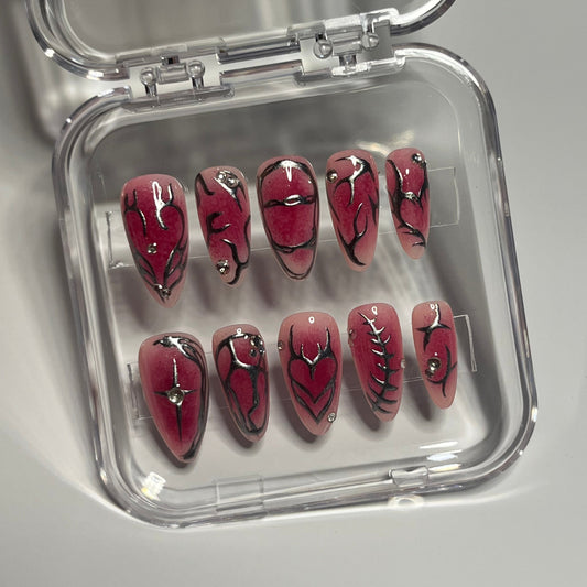 Crimson kiss press on nails