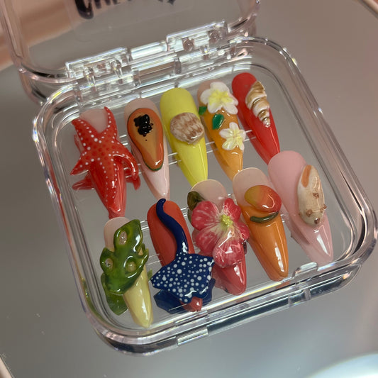 Aqua Heirloom press on nails