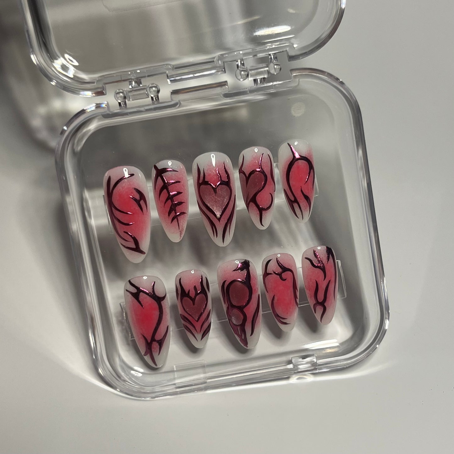 Pink venom press on nails