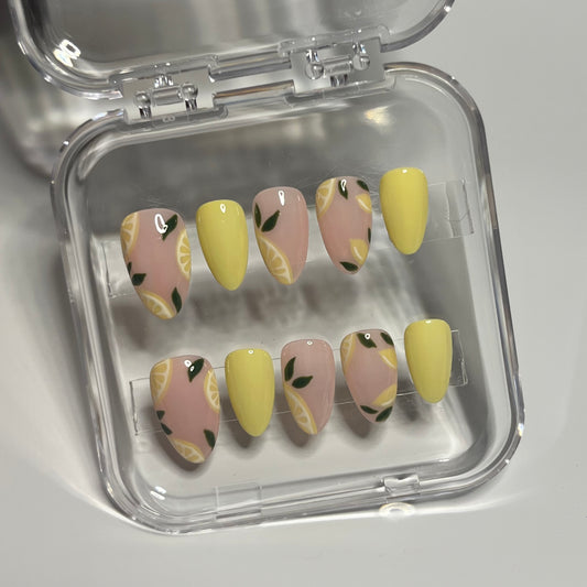 Lemon Press on nails