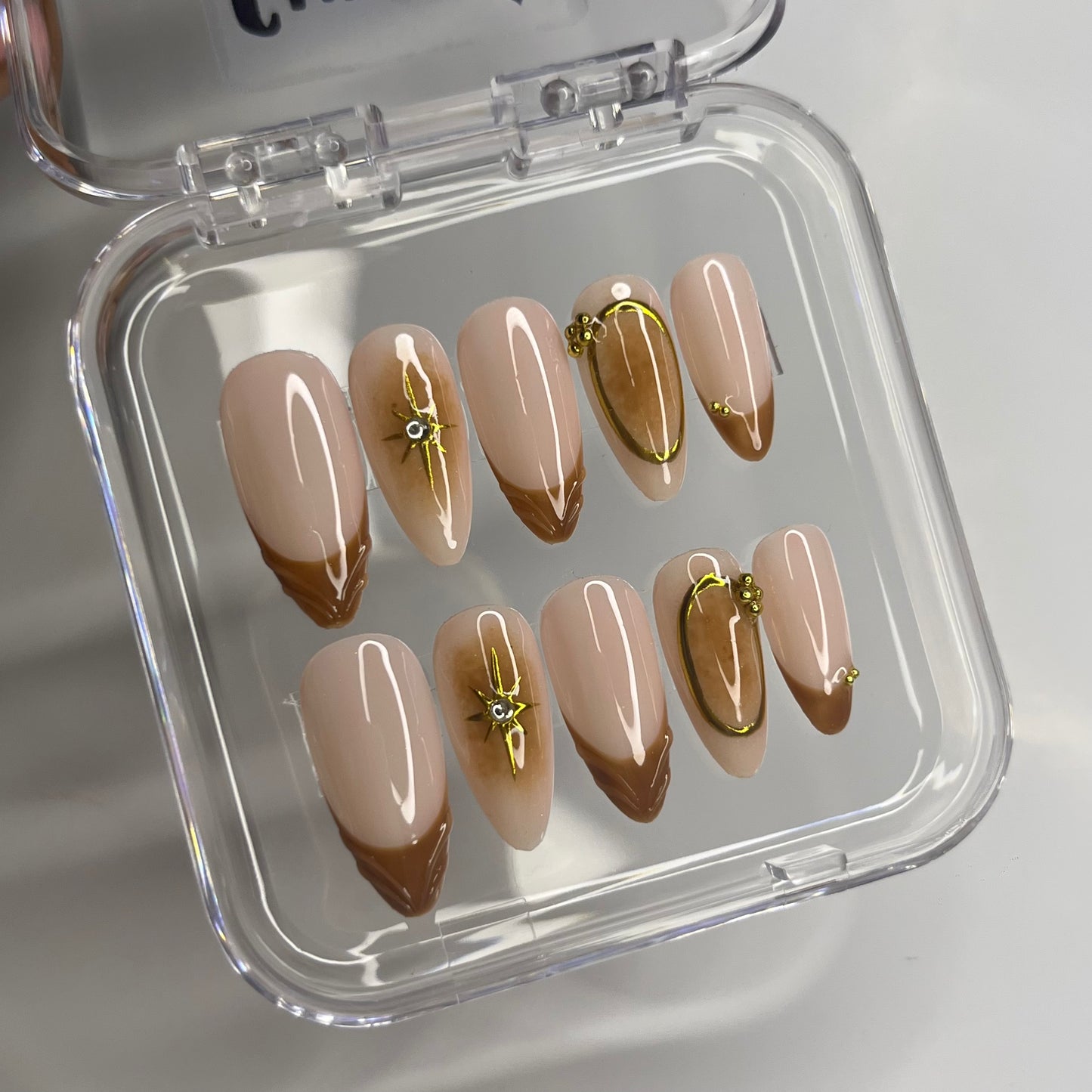 Caramel aura press on nails