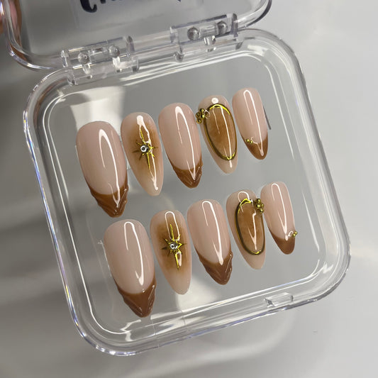 Caramel aura press on nails